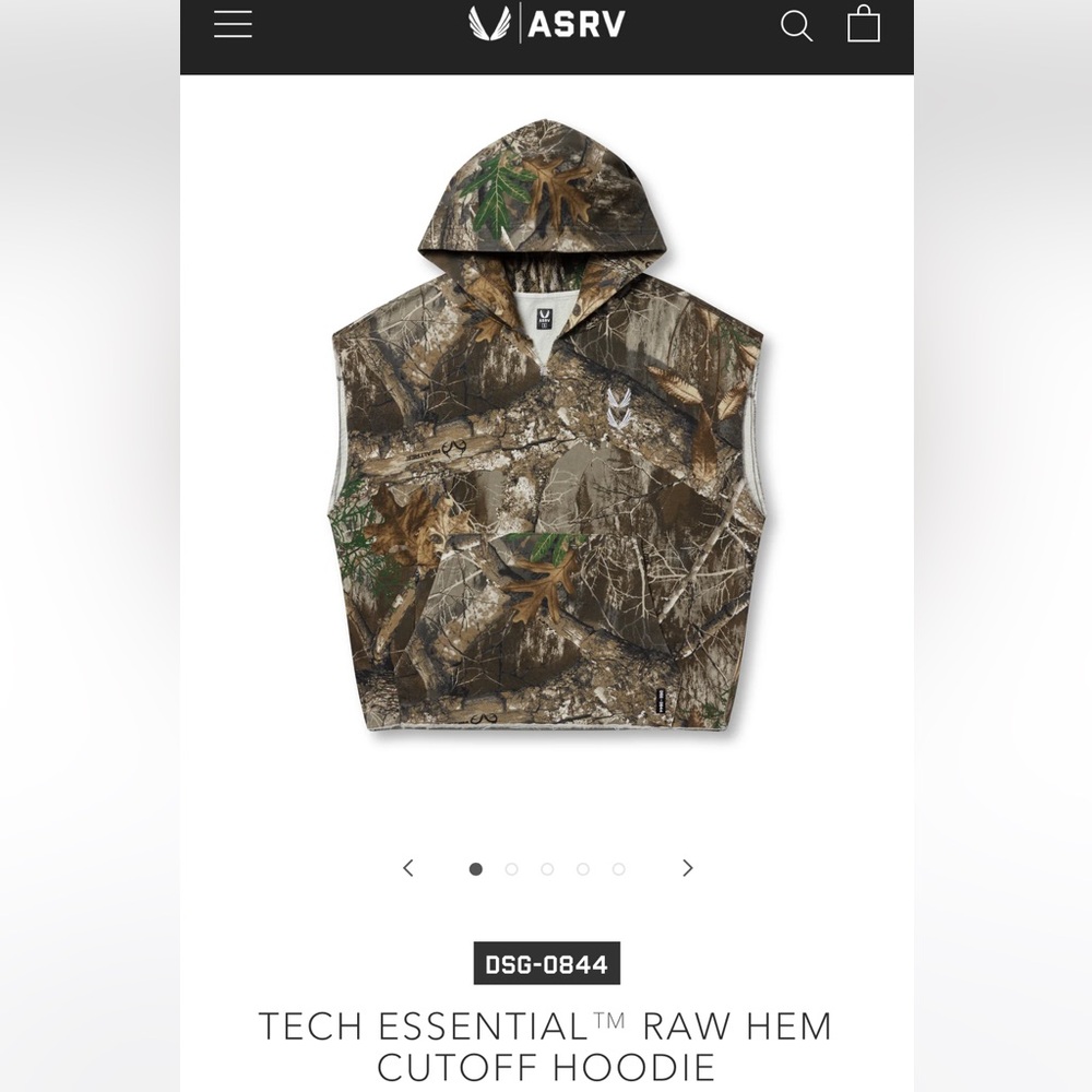 ASRV 0844 TECH ESSENTIAL™ RAW HEM CUTOFF HOODIE NWOT